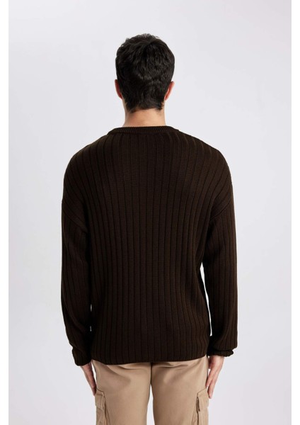 Relax Fit Bisiklet Yaka Basic Düz Triko Kazak B9723AX24SP