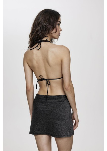 Parlak Kumaş Mini Plaj Eteği-Fall in Love B0628AX24SM