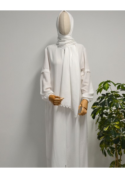 Kendinden Şallı Pamuklu Aerobin Kumaş Kadın Namaz Elbisesi / Ferace – 1-6 Beden Aralığı