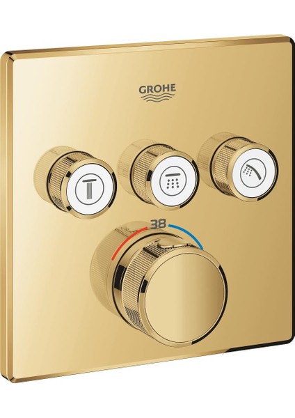 Smartcontrol Akış Kontrollü Ankastre Termostatik Banyo Bataryası (3 Yollu, Sıva Üstü Grubu), Altın - 29126GL0