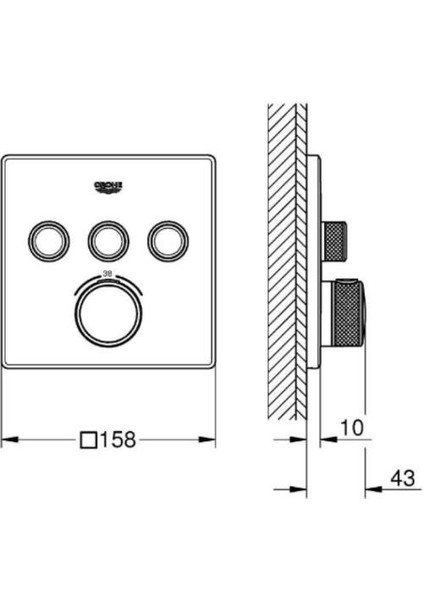 Smartcontrol Akış Kontrollü Ankastre Termostatik Banyo Bataryası (3 Yollu, Sıva Üstü Grubu), Altın - 29126GL0 fiyatları
