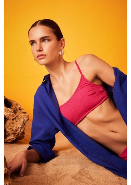 Regular Fit Bürümcük Bikini Üstü-Fall in Love B7207AX24SM