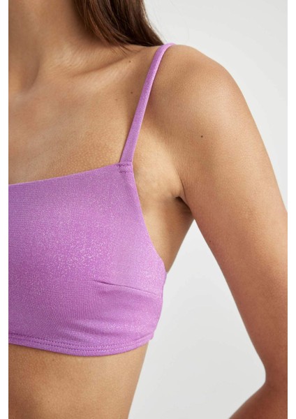 Regular Fit Parlak Kumaş Bikini Üstü-Fall in Love B7475AX24SM