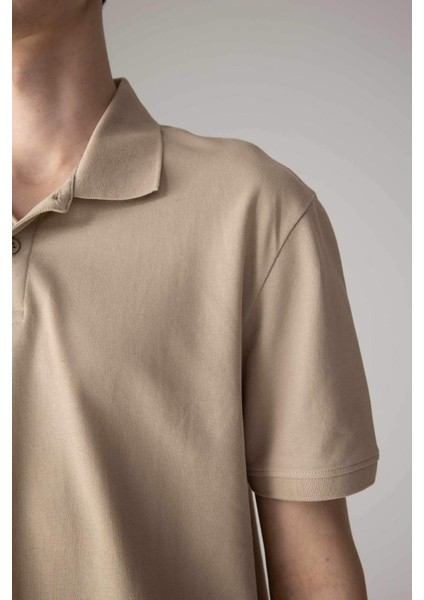 %100 Pamuk Regular Fit Polo Yaka Kısa Kollu Basic Düz Pike Kumaş Tişört C1293AX24SP