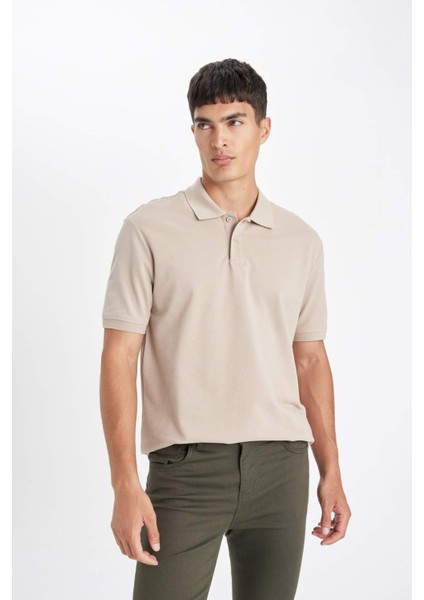 %100 Pamuk Regular Fit Polo Yaka Kısa Kollu Basic Düz Pike Kumaş Tişört C1293AX24SP