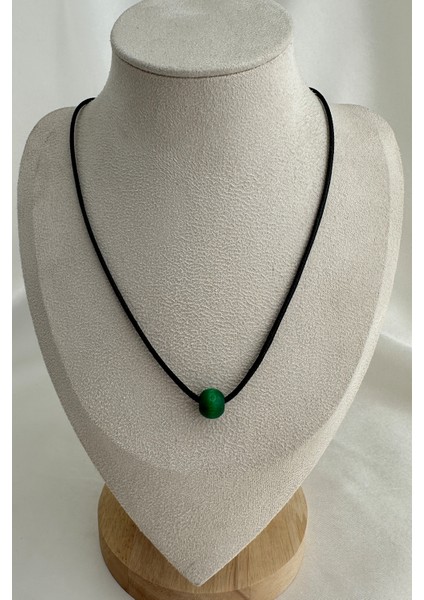 Küçük Ahşap Boncuk Siyah Ip Kolye (40CM)