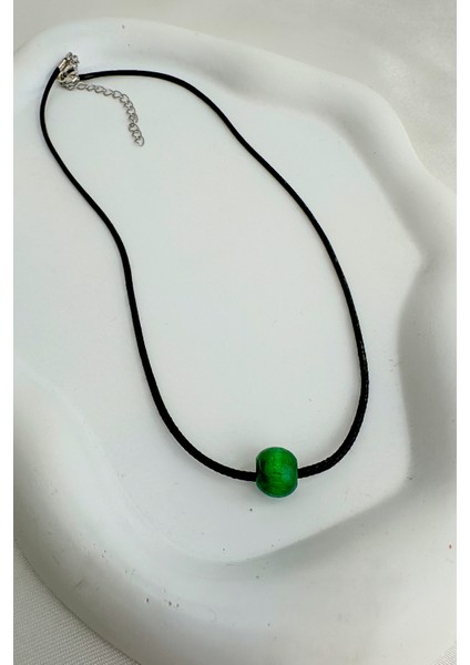 Küçük Ahşap Boncuk Siyah Ip Kolye (40CM) modelleri