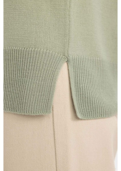 Yumuşak Dokulu Bisiklet Yaka Reglan Kol Basic Düz Triko Kazak I6913AZ24WN