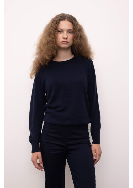 Regular Fit Yumuşak Dokulu Bisiklet Yaka Basic Düz Triko Kazak I6913AZ24WN