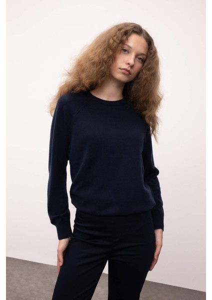 Regular Fit Yumuşak Dokulu Bisiklet Yaka Basic Düz Triko Kazak I6913AZ24WN