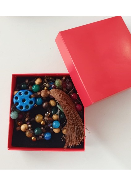 Tibet Süryani Taşı ve Doğal Taş Detaylı Uzun Kolye – Ipek Püsküllü, El Yapımı Tasarım modelleri