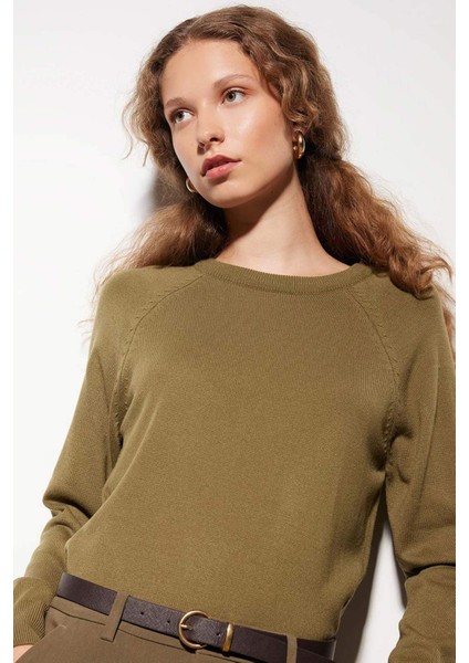 Regular Fit Yumuşak Dokulu Bisiklet Yaka Basic Düz Triko Kazak I6913AZ24WN