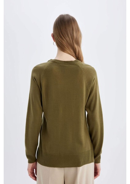 Regular Fit Yumuşak Dokulu Bisiklet Yaka Basic Düz Triko Kazak I6913AZ24WN