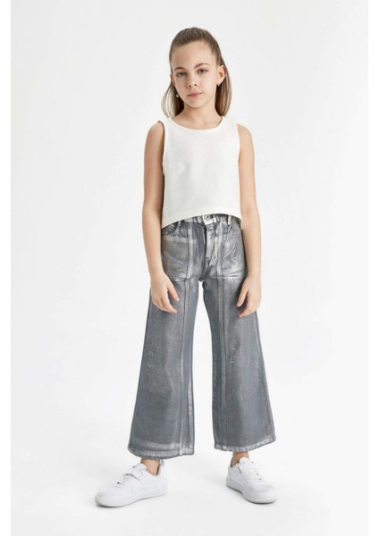 Kız Çocuk Wide Leg Geniş Bol Paça Parlak Jean Pantolon C2019A824SP