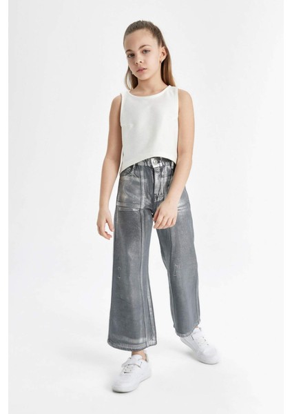 Kız Çocuk Wide Leg Geniş Bol Paça Parlak Jean Pantolon C2019A824SP