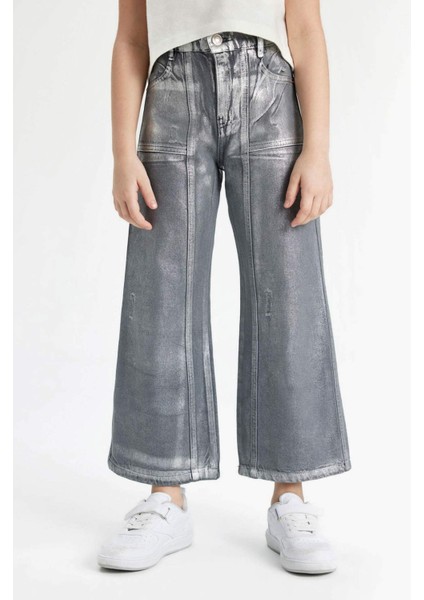 Kız Çocuk Wide Leg Geniş Bol Paça Parlak Jean Pantolon C2019A824SP