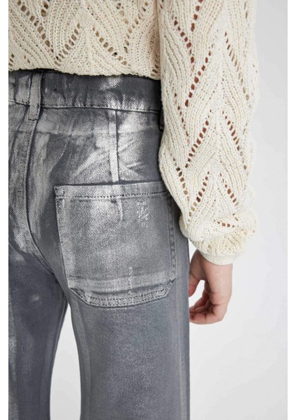 Kız Çocuk Wide Leg Geniş Bol Paça Parlak Jean Pantolon C2019A824SP