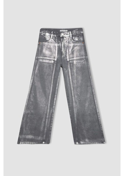 Kız Çocuk Wide Leg Geniş Bol Paça Parlak Jean Pantolon C2019A824SP