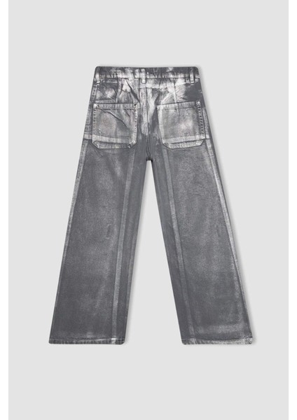 Kız Çocuk Wide Leg Geniş Bol Paça Parlak Jean Pantolon C2019A824SP