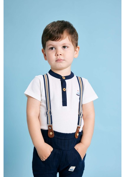 Erkek Bebek 2'li Takım Müslin Pantolon Pantolon Askısı