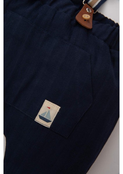 Erkek Bebek 2'li Takım Müslin Pantolon Pantolon Askısı