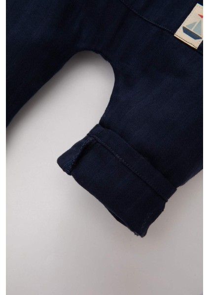 Erkek Bebek 2'li Takım Müslin Pantolon Pantolon Askısı