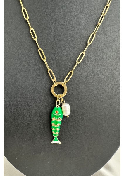 Çelik Inci Detay Mineli Balık Kılçık Kolye (46CM) fırsatları