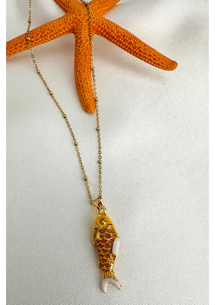 Çelik Top Zincir Mineli Balık Kolye (45CM) fiyatları