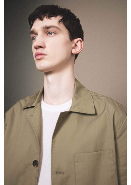 Regular Fit Polo Yaka Düğmeli Cepli Paraşüt Gömlek Ceket B6950AX24SP