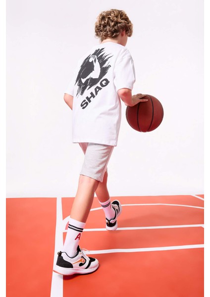 Erkek Çocuk Shaquille O'Neal Oversize Geniş Kalıp Bisiklet Yaka Kısa Kollu Tişört C0411A824SM