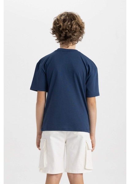 Erkek Çocuk NBA New York Knicks Oversize Geniş Kalıp Bisiklet Yaka Kısa Kollu Tişört