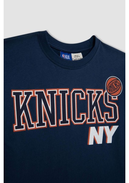 Erkek Çocuk NBA New York Knicks Oversize Geniş Kalıp Bisiklet Yaka Kısa Kollu Tişört
