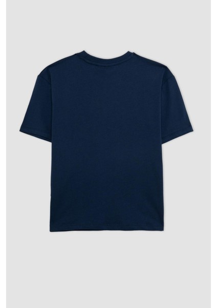 Erkek Çocuk NBA New York Knicks Oversize Geniş Kalıp Bisiklet Yaka Kısa Kollu Tişört