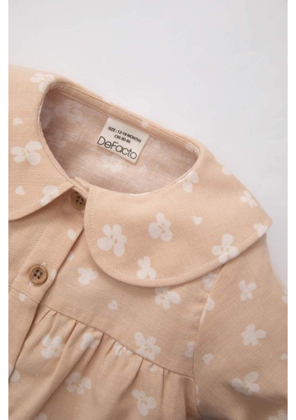 Kız Bebek Bebe Yaka Çiçekli Twill Uzun Kollu Gömlek B9802A524SP