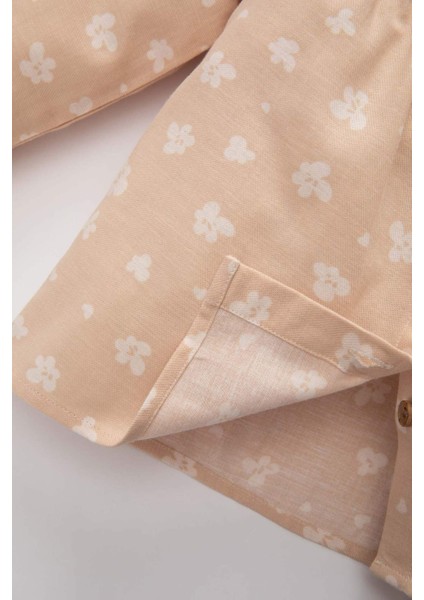 Kız Bebek Bebe Yaka Çiçekli Twill Uzun Kollu Gömlek B9802A524SP