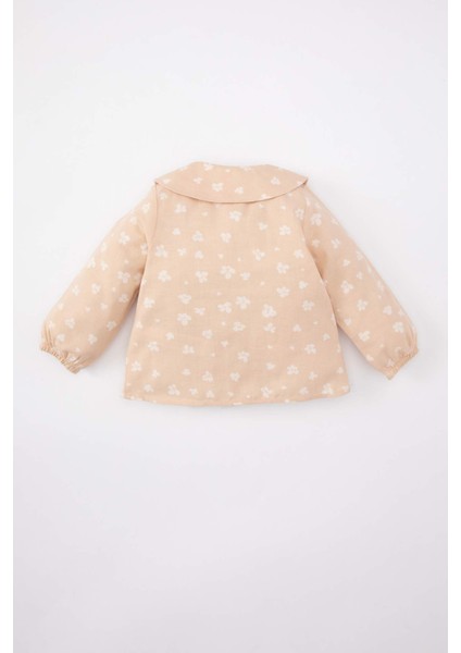 Kız Bebek Bebe Yaka Çiçekli Twill Uzun Kollu Gömlek B9802A524SP