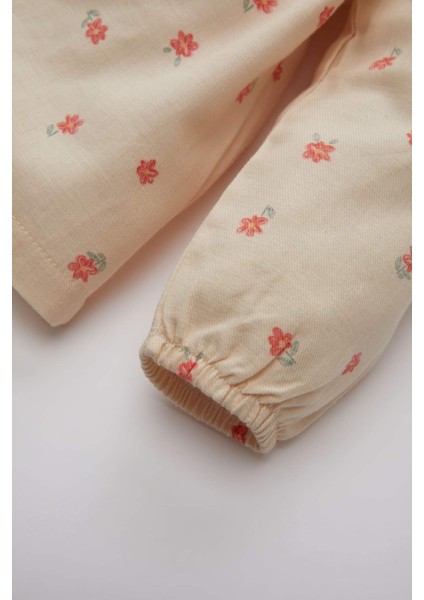Kız Bebek Bebe Yaka Twill Çiçekli Uzun Kollu Gömlek B9734A524SP