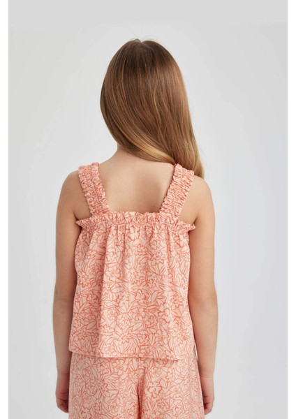 Kız Çocuk Desenli Askılı Bluz B5066A824HS