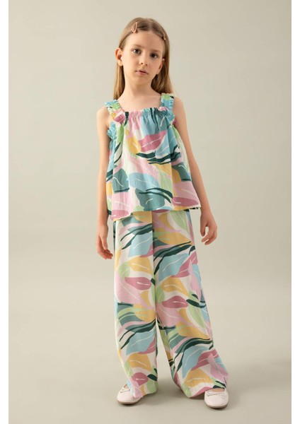 Kız Çocuk Desenli Askılı Bluz B5066A824HS