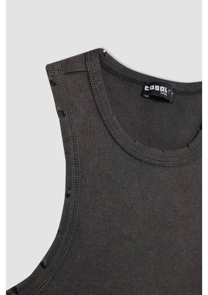 Coool Fitted Fitilli Kaşkorse Yıkamalı Soluk Efektli Atlet C2128AX24SP