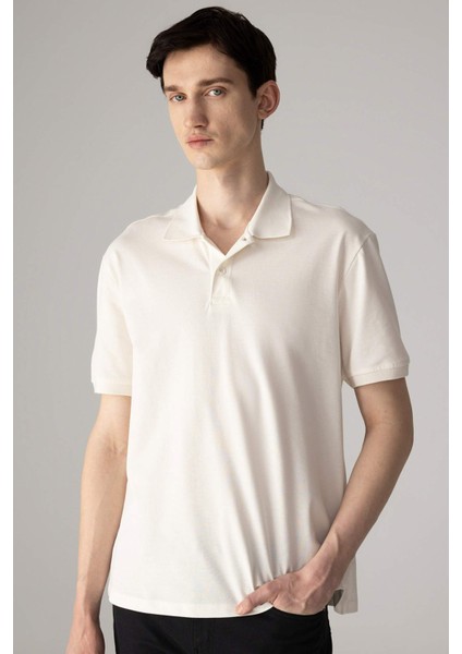 %100 Pamuk Regular Fit Polo Yaka Kısa Kollu Basic Düz Pike Kumaş Tişört C1293AX24SP