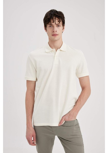 %100 Pamuk Regular Fit Polo Yaka Kısa Kollu Basic Düz Pike Kumaş Tişört C1293AX24SP