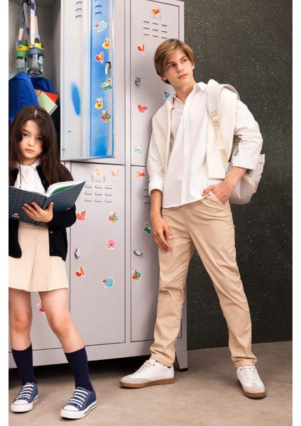 Erkek Çocuk Loose Fit Standart Paça Gabardin Pantolon B8938A824SM