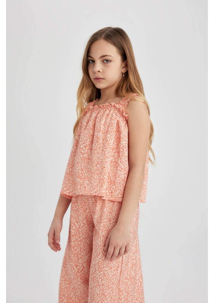 Kız Çocuk Desenli Askılı Bluz B5066A824HS