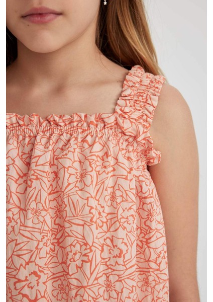 Kız Çocuk Desenli Askılı Bluz B5066A824HS