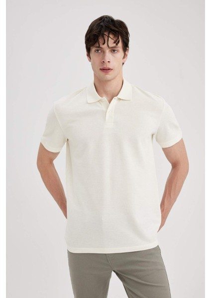 %100 Pamuk Regular Fit Polo Yaka Kısa Kollu Basic Düz Pike Kumaş Tişört C1293AX24SP