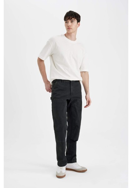 Kanvas Pantolon Wide Leg Bol Rahat Kesim Düz Paça C2091AX24SM