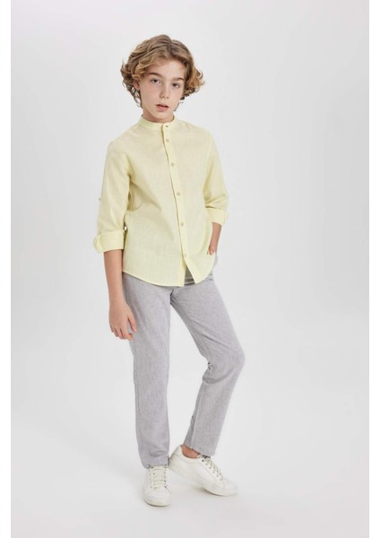 Erkek Çocuk Standart Paça Keten Karışımlı Pantolon Z1706A624SM