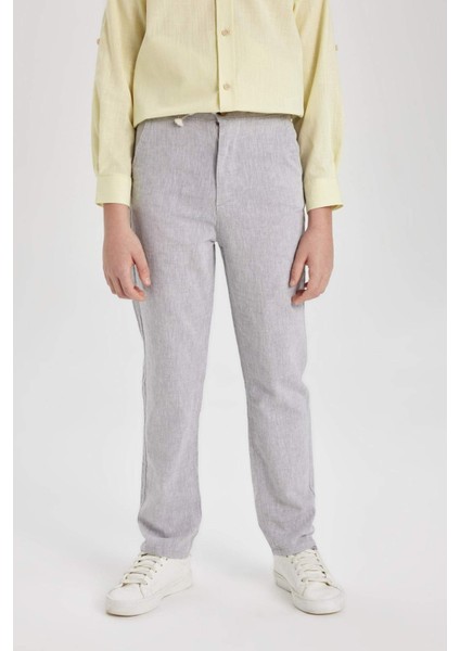 Erkek Çocuk Standart Paça Keten Karışımlı Pantolon Z1706A624SM