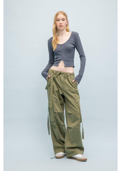 Coool Fitted Uzun Kollu Yıkamalı Soluk Efektli Tişört C2095AX24SP